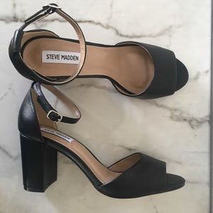 NEW Steve Madden Mirna Black Leather Heels 9.5